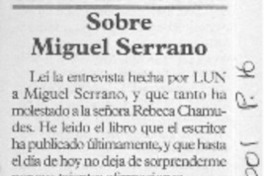 Sobre Miguel Serrano  [artículo] Fernando Saleh Alonso