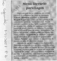 Menú literario para Lagos  [artículo]