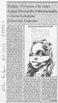 "Gracias a la vida"  [artículo] Luis Paz