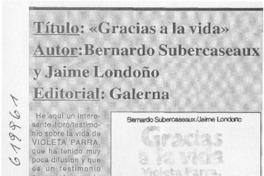 "Gracias a la vida"  [artículo] Luis Paz
