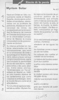 Myriam Solar  [artículo] A. T.