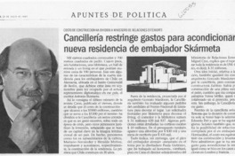 Cancillería restringe gastos para acondicionar nueva residencia de embajador Skármeta  [artículo]