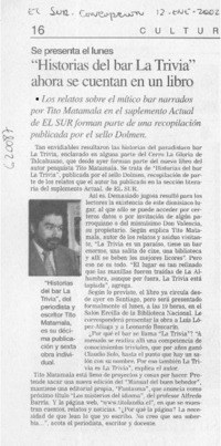 "Historias del bar La Trivia" ahora se cuentan en un libro  [artículo]