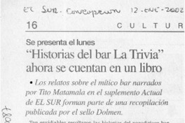 "Historias del bar La Trivia" ahora se cuentan en un libro  [artículo]