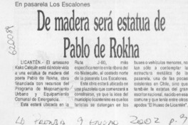De madera será estatua de Pablo de Rokha  [artículo]