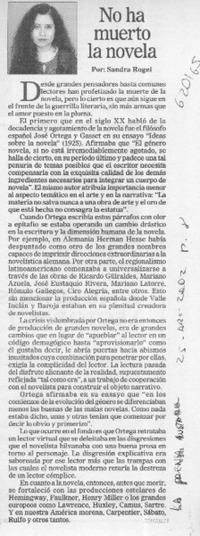 No ha muerto la novela  [artículo] Sandra Rogel