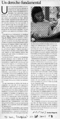 Un derecho fundamental  [artículo] Emilio Filippi M.