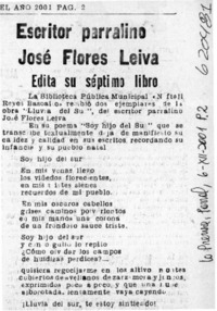 Escritor parralino José Flores Leiva  [artículo]