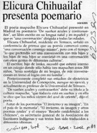 Elicura Chihuailaf presenta poemario  [artículo]