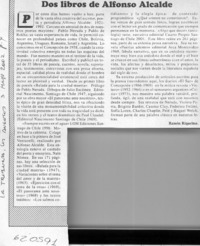 Dos libros de Alfonso Alcalde  [artículo] Ramón Riquelme