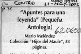 "Apuntes para una leyenda"  [artículo]