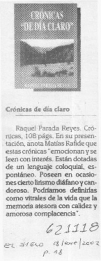 Crónicas de día claro  [artículo]