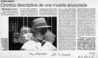 Crónica descriptiva de una muerte anunciada  [artículo] Willy Haltenhoff