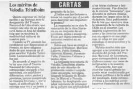 Los méritos de Volodia Teitelboim  [artículo] Graciela Álvarez