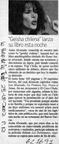 "Geisha chilena" lanza su libro esta noche  [artículo]
