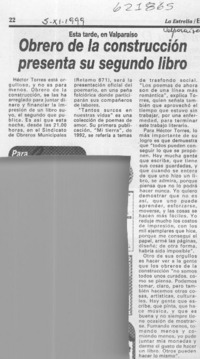 Obrero de la construcción presenta su segundo libro  [artículo]