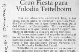 Gran fiesta para Volodia Teitelboim  [artículo]