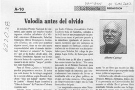 Volodia antes del olvido  [artículo] Alberto Carrizo