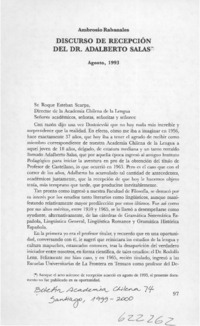 Discurso de recepción del Dr. Adalberto Salas