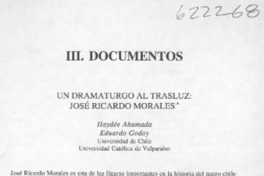 Un dramaturgo al trasluz, José Ricardo Morales