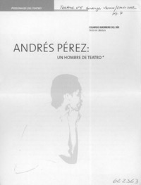 Andrés Pérez, un hombre de teatro