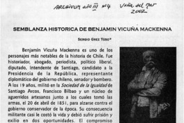 Semblanza histórica de Benjamín Vicuña Mackenna  [artículo] Sergio Grez Toso