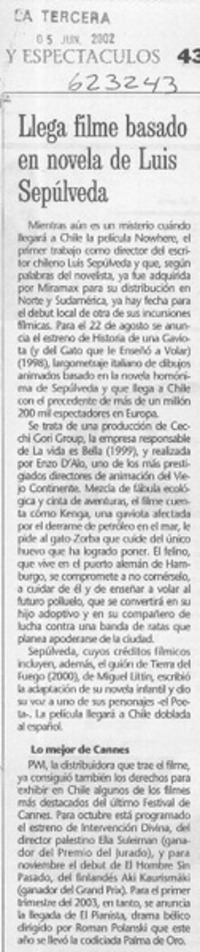Llega filme basado en novela de Luis Sepúlveda