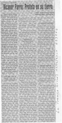 Nicanor Parra, profeta en su tierra