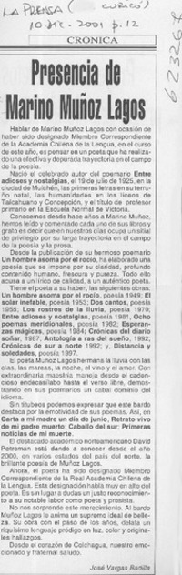 Presencia de Marino Muñoz Lagos