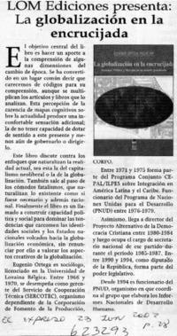 LOM Ediciones presenta, La globalización en la encrucijada