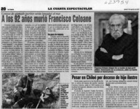 A los 92 años murió Francisco Coloane