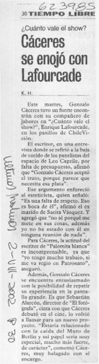 Cáceres se enojó con Lafourcade