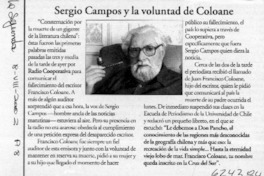 Sergio Campos y la voluntad de Coloane