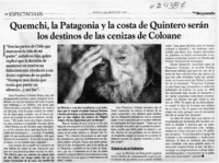 Quemchi, la patagonia y la costa de Quintero serán los destinos de las cenizas de Coloane