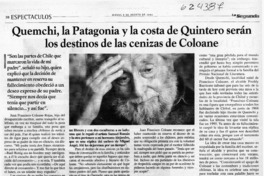 Quemchi, la patagonia y la costa de Quintero serán los destinos de las cenizas de Coloane