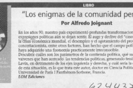 "Los enigmas de la comunidad perdida"