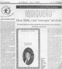 Iquiqueño Oscar Hahn, y esta "rosa negra" del olvido