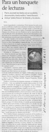 Para un banquete de lecturas