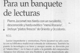 Para un banquete de lecturas