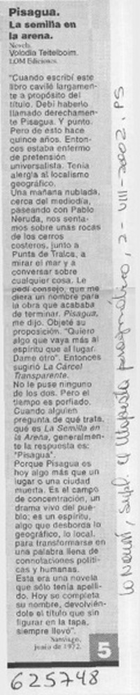 Pisagua, la semilla en la arena  [artículo]