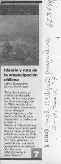 Ideario y ruta de la emancipación chilena