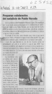Preparan celebración del natalicio de Pablo Neruda  [artículo]