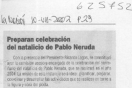 Preparan celebración del natalicio de Pablo Neruda  [artículo]
