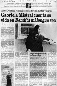 Gabriela Mistral cuenta su vida en Bendita mi lengua sea  [artículo] X. P.