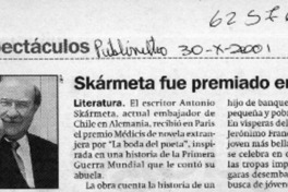 Skármeta fue premiado en Francia  [artículo]