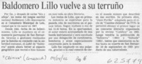 Baldomero Lillo vuelve a su terruño  [artículo]