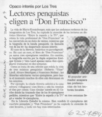 Lectores penquistas eligen a "Don Francisco"  [artículo]