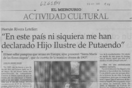 "En este país ni siquiera me han declarado Hijo Ilustre de Putaendo"  [artículo] Carolina Andonie Dracos