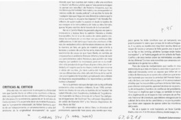 Críticas al crítico  [artículo] Elizabeth Subercaseaux