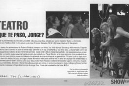 ¿Qué te pasó, Jorge?  [artículo] M. C. J.